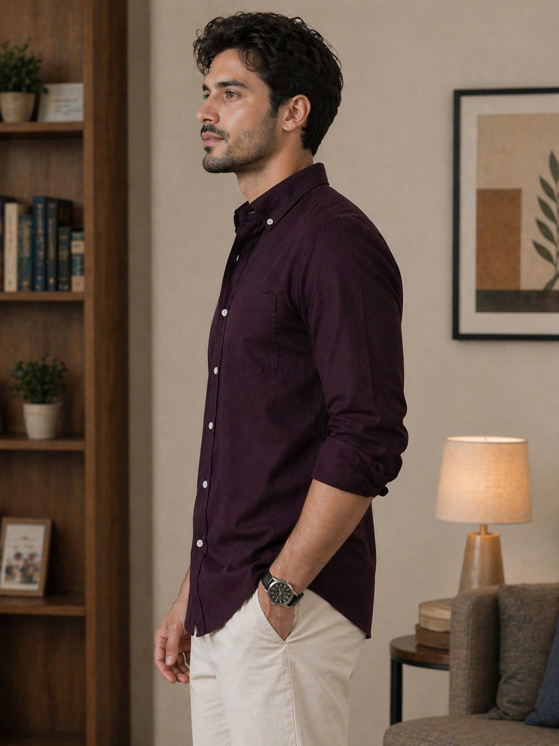Image of Dharma Production Men Solid Formal Maroon Shirt