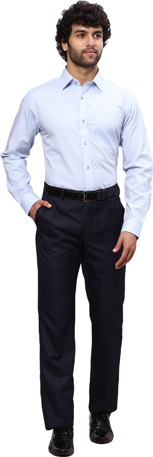 Image of Raymond Men Solid Formal Blue Shirt
