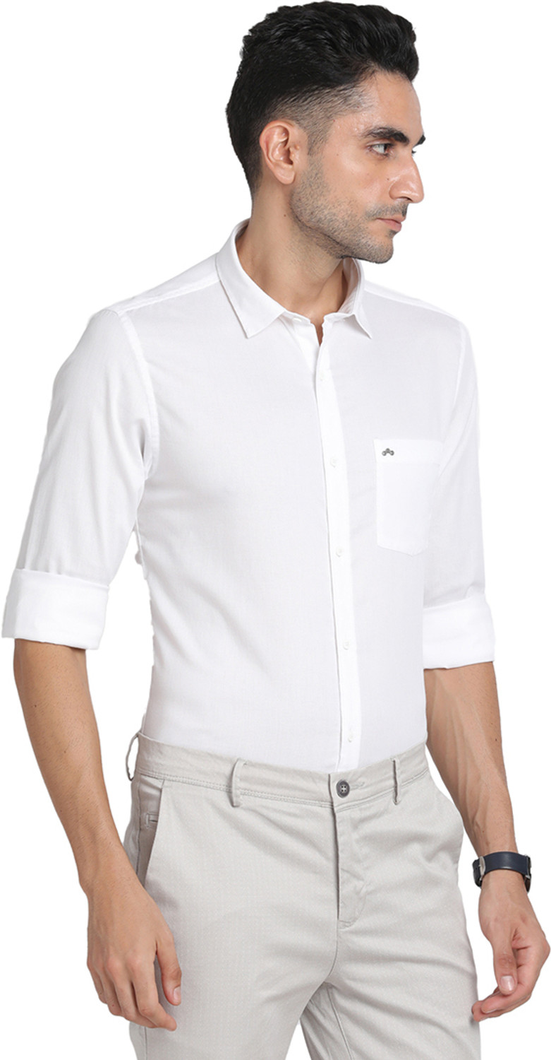 Image of TURTLE Men Self Design Casual White Shirt