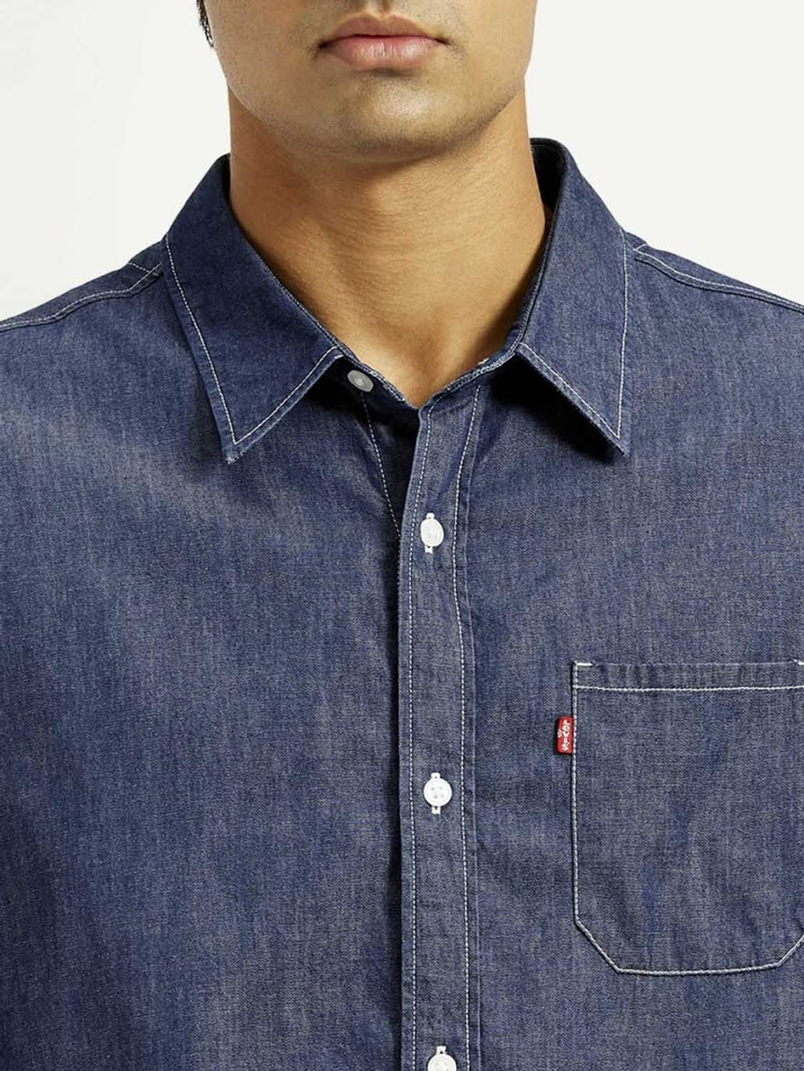 LEVI'S Men Solid Blue Casual Shirt - Image 5