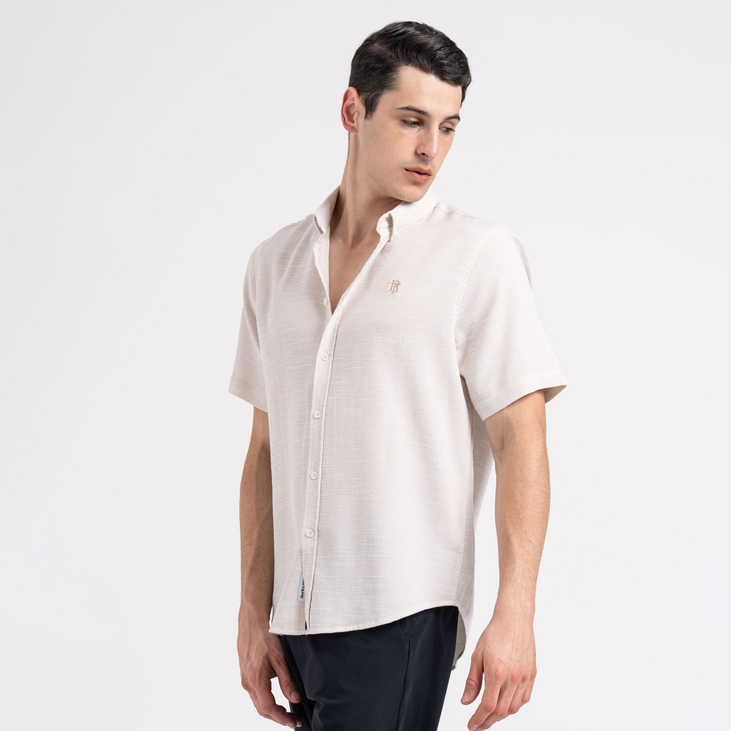 Image of RED TAPE Men Self Design Casual Beige Shirt