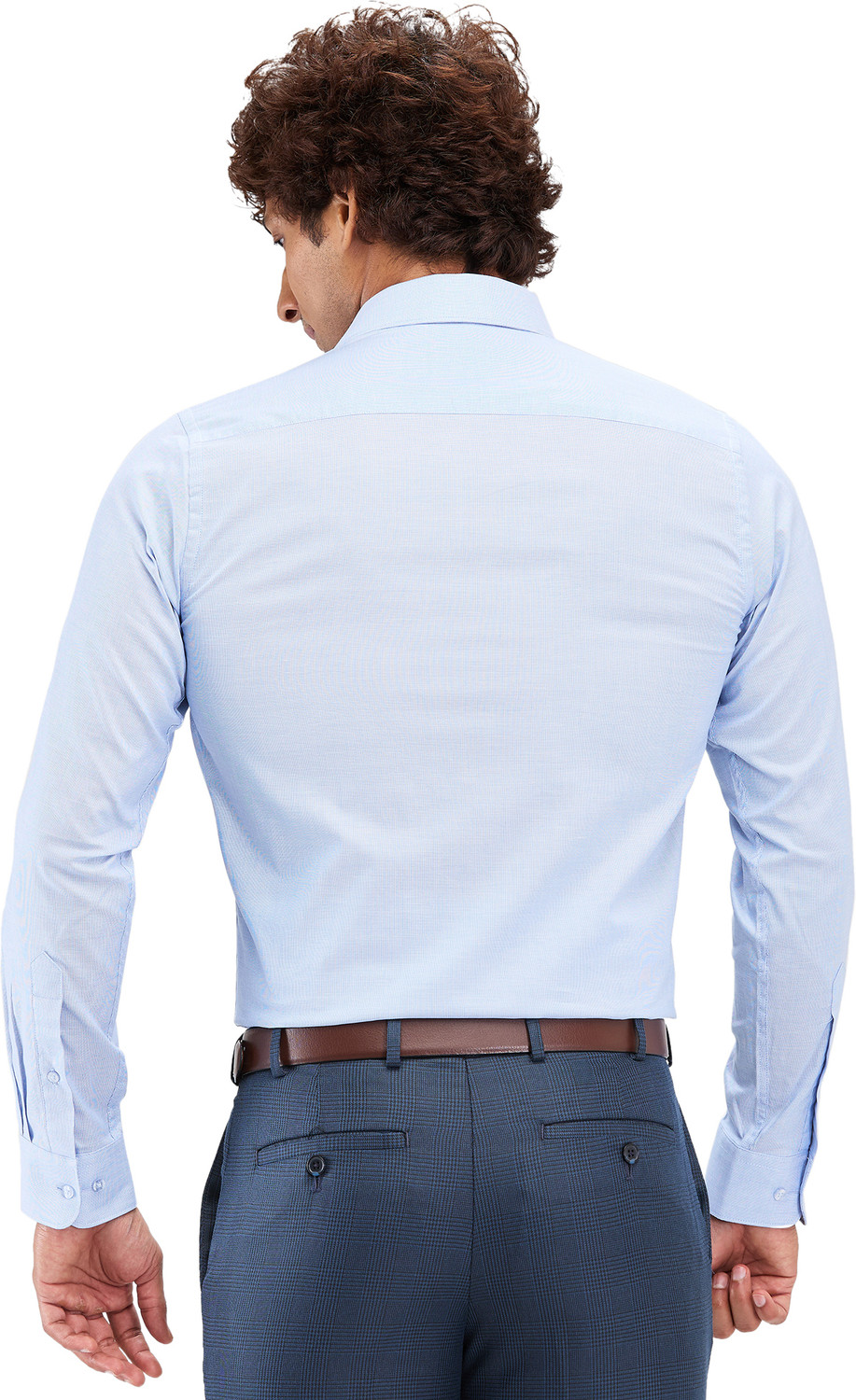 Image of Raymond Men Self Design Formal Blue Shirt