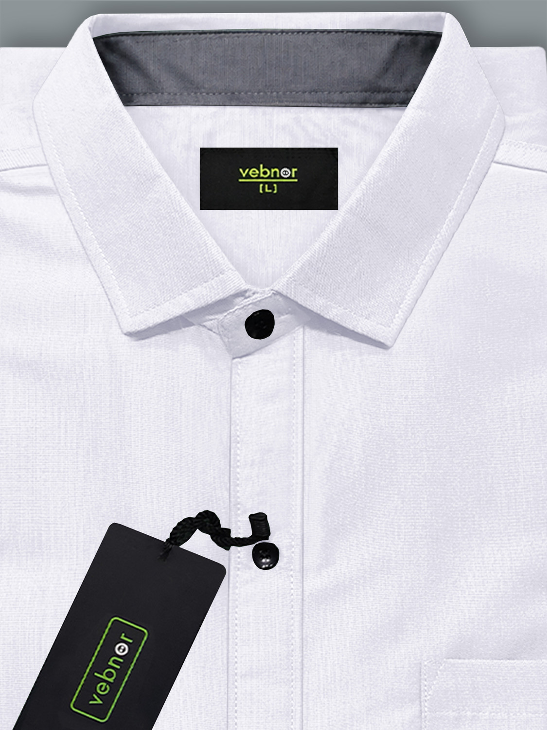 Image of VeBNoR Men Solid Formal White Shirt