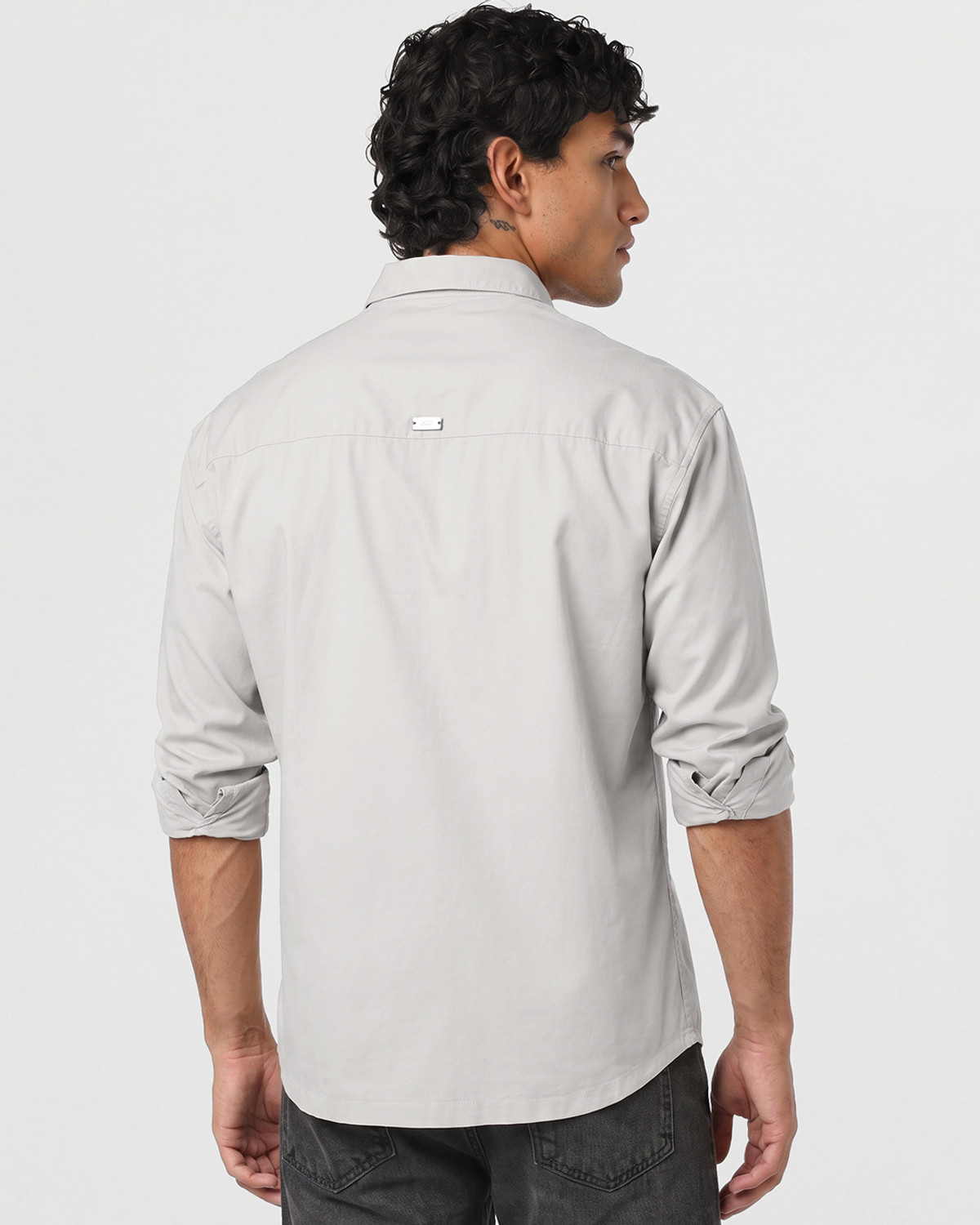 Image of BEWAKOOF Oversized Men Relaxed Fit Solid Spread Collar Casual Shirt