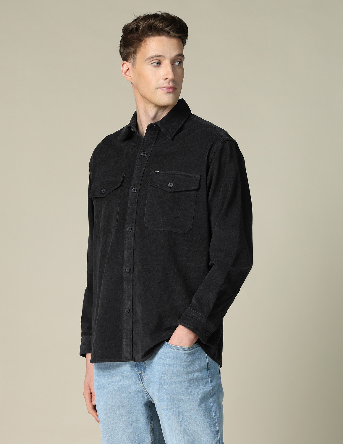 Image of U.S. Polo Assn. Denim Co. Men Solid Casual Black Shirt
