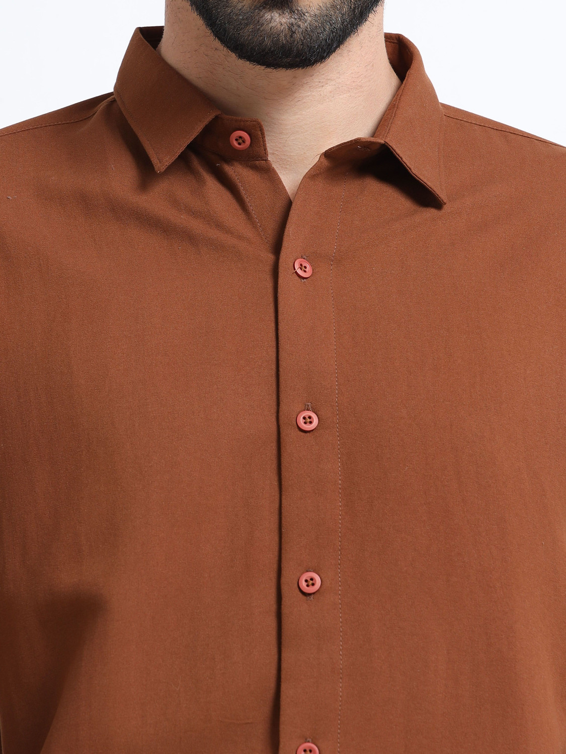 Image of METRONAUT Men Solid Casual Brown Shirt
