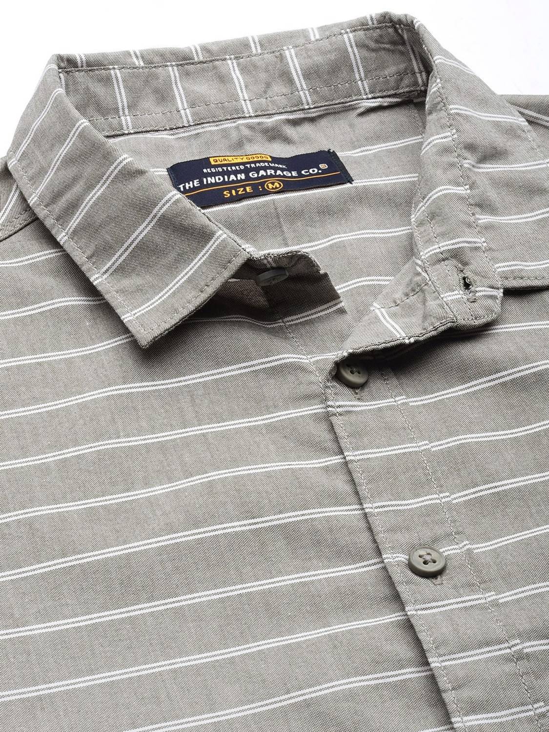 The Indian Garage Co. Men Striped Green Shirt - Image 3