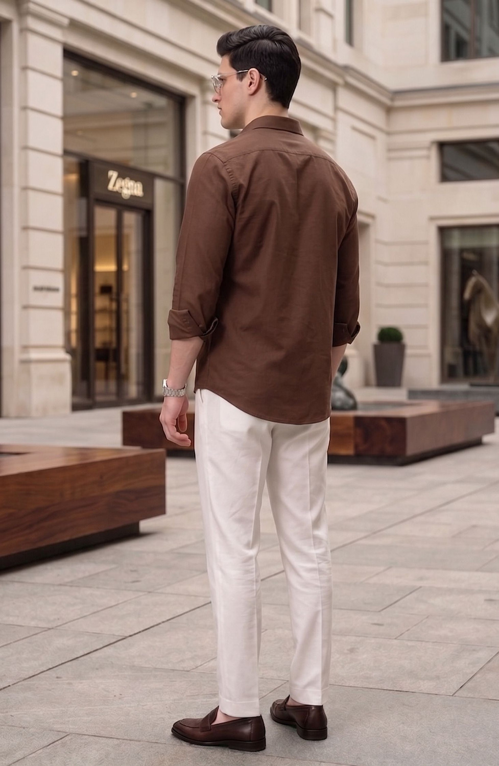 Image of FIBERMILL Men Solid Formal Brown Shirt