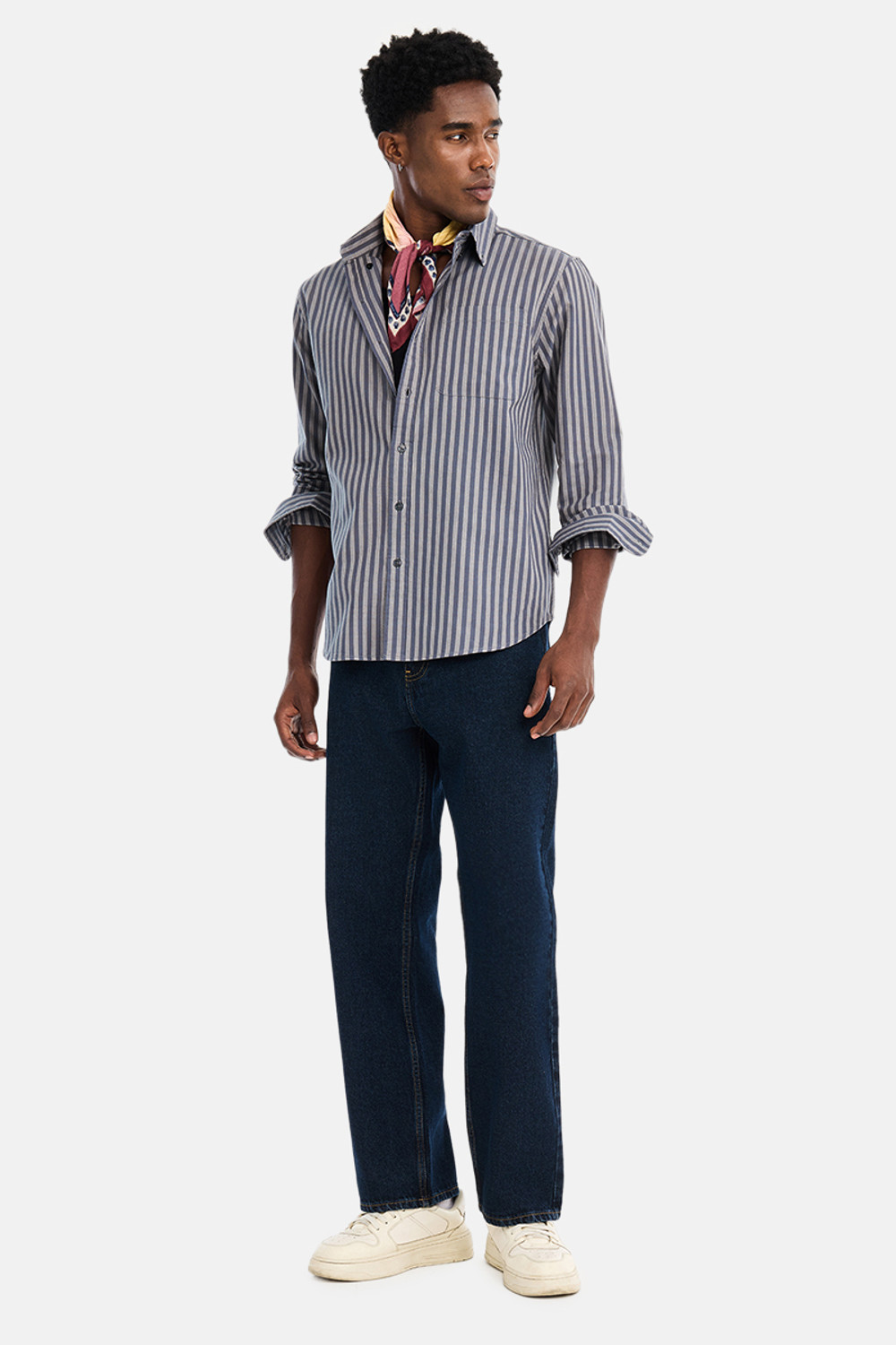 Image of Snitch Men Regular Fit Striped Button Down Collar Casual Shirt