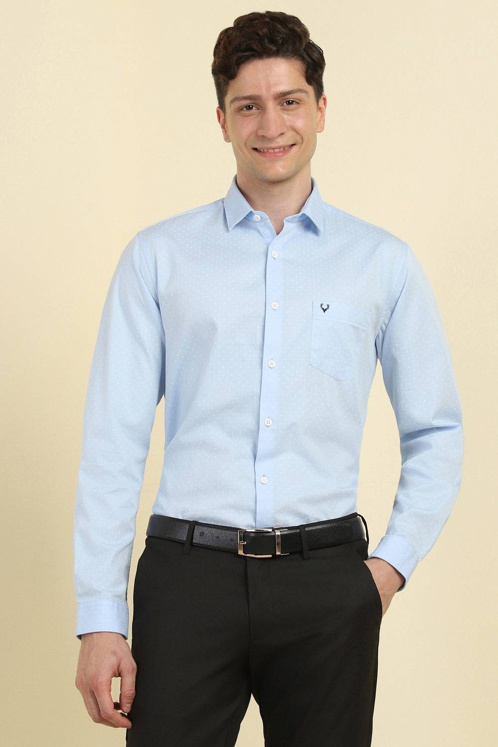Allen Solly Men Printed Formal Light Blue Shirt
