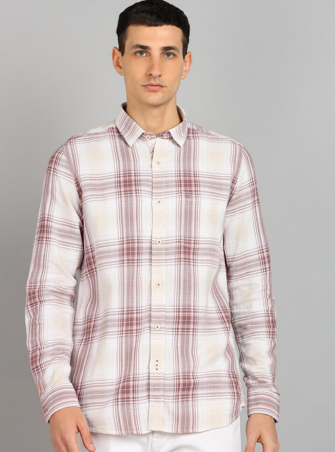 Image of KILLER Men Checkered Casual Pink Shirt