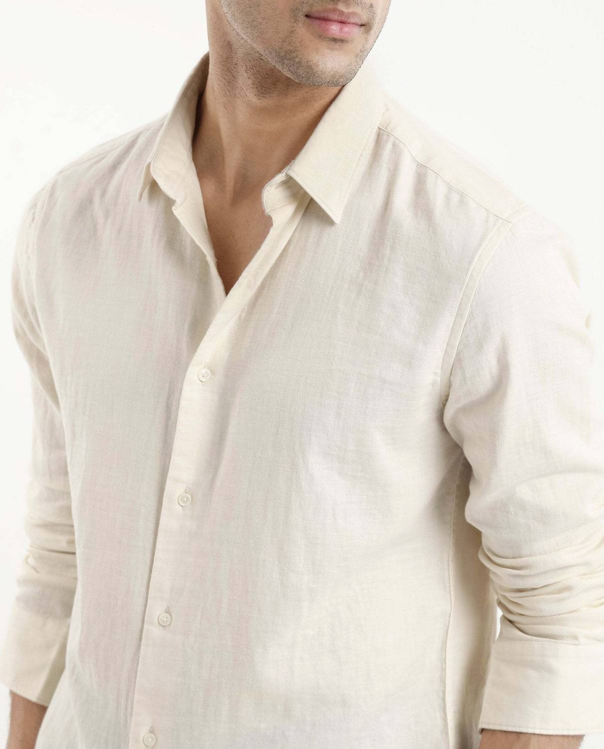 RARE RABBIT Men Solid Casual White Shirt - Image 5