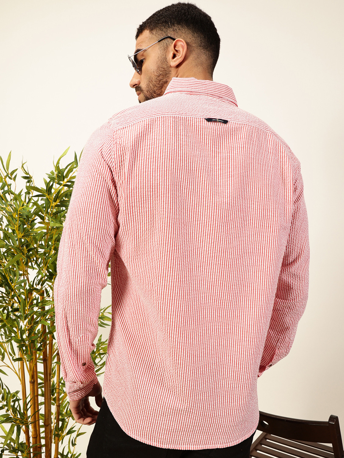Image of THOMAS SCOTT Men Striped Casual Red Shirt