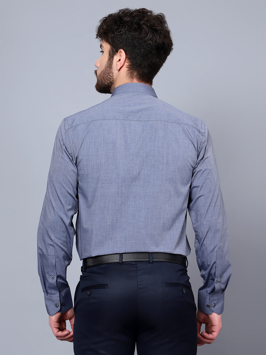 Image of CANTABIL Men Solid Formal Grey Shirt