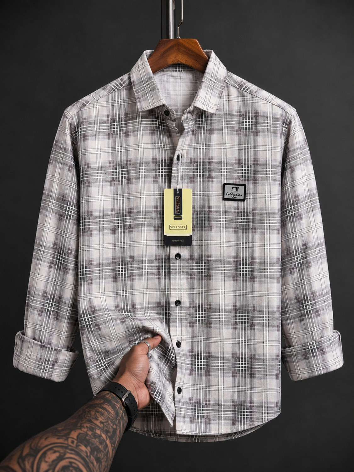 Image of VELLOSTA Men Checkered Casual Multicolor Shirt
