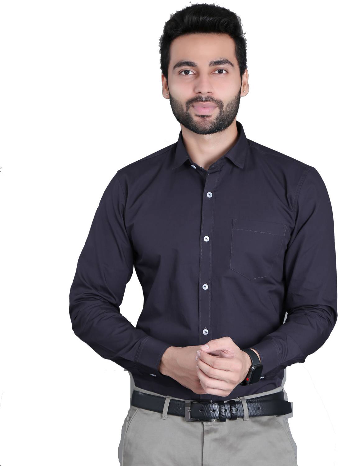 5TH ANFOLD Men Solid Formal Grey Shirt