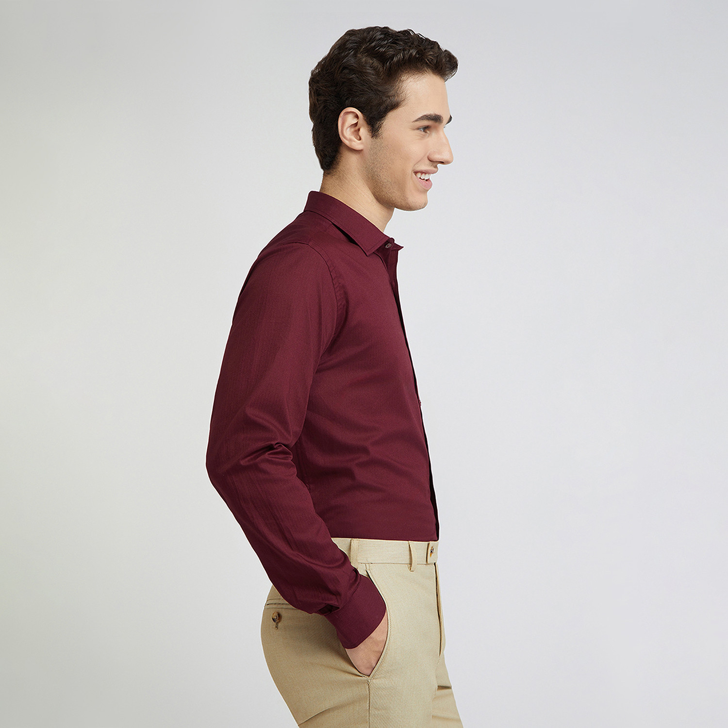 Image of PARK AVENUE Men Self Design Formal Maroon Shirt