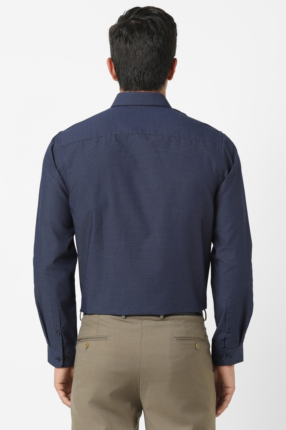 Image of PETER ENGLAND Men Printed Formal Blue Shirt
