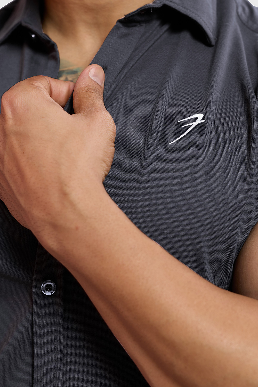 Image of FUAARK Men Self Design Casual Grey Shirt