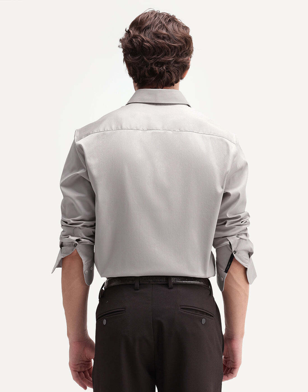 Image of RARE RABBIT Men Solid Casual Grey Shirt