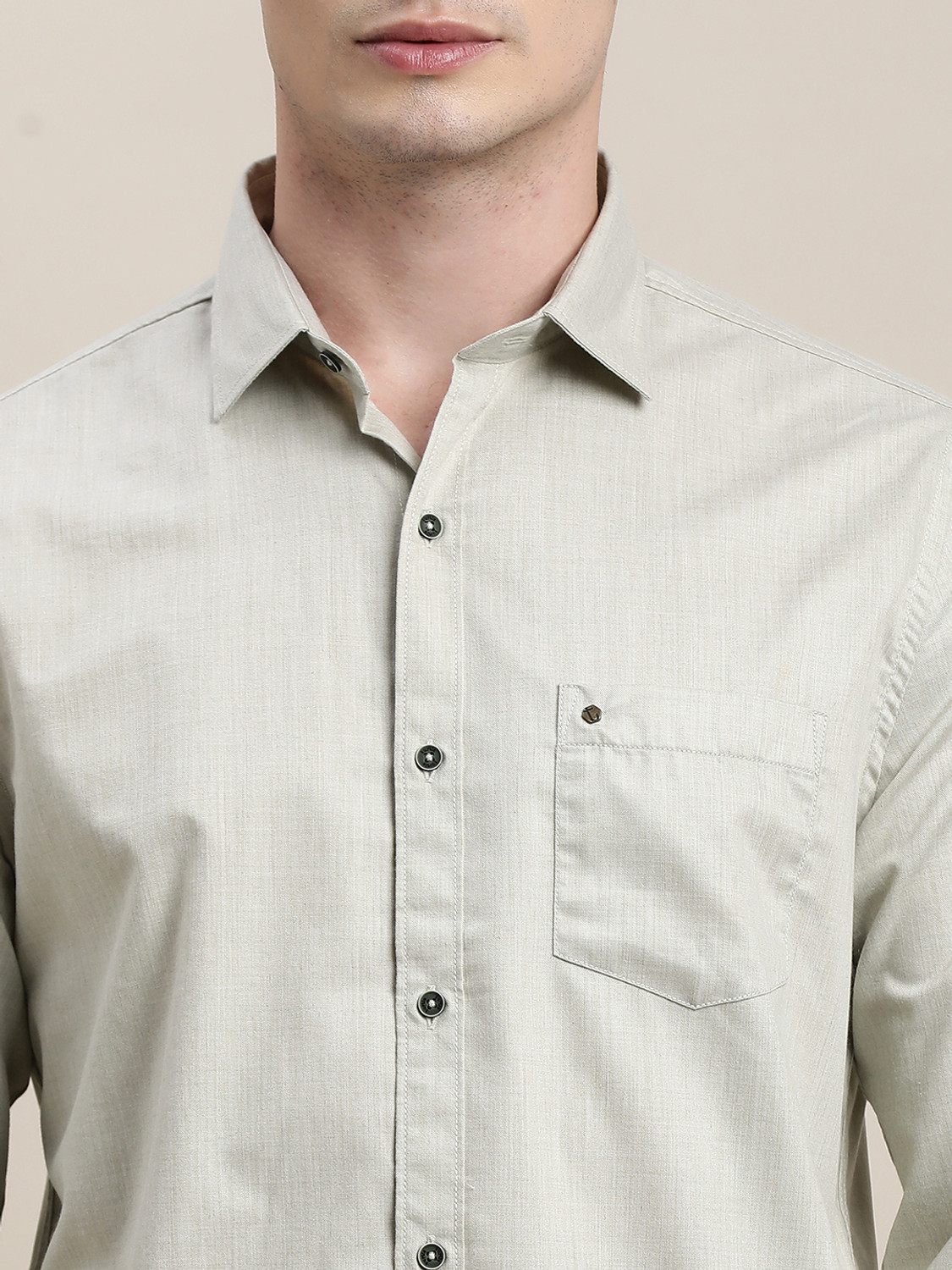 Image of TURTLE Men Solid Casual Grey Shirt