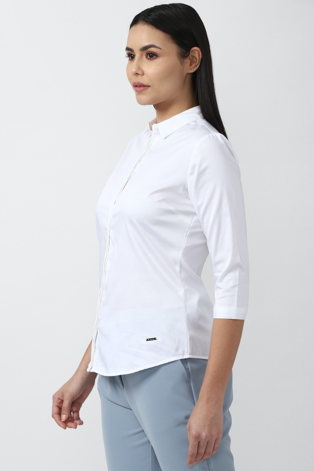 Image of VAN HEUSEN Women Solid Casual White Shirt