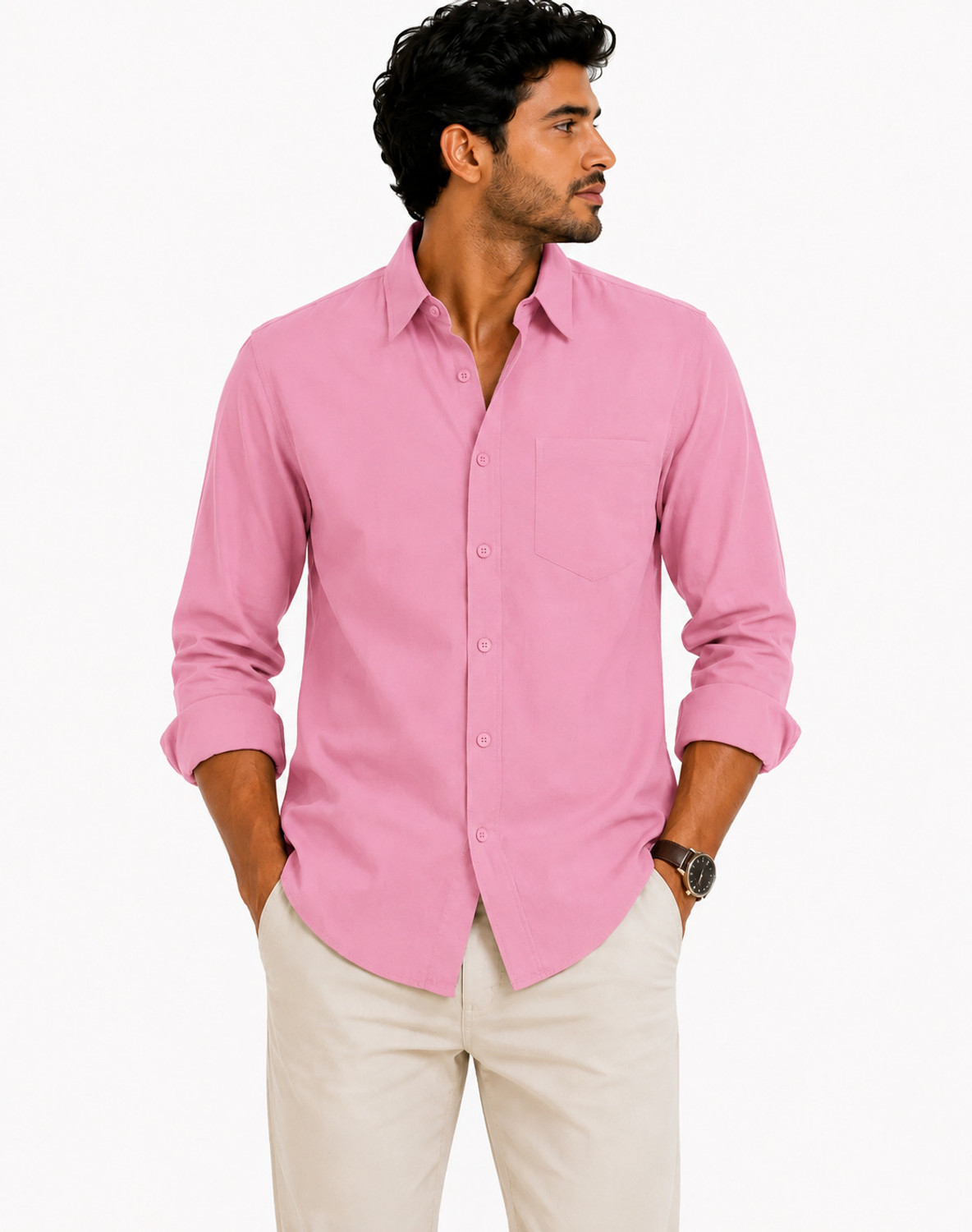 Image of GLOREN Men Regular Fit Solid Spread Collar Casual Shirt (Pack of 2)