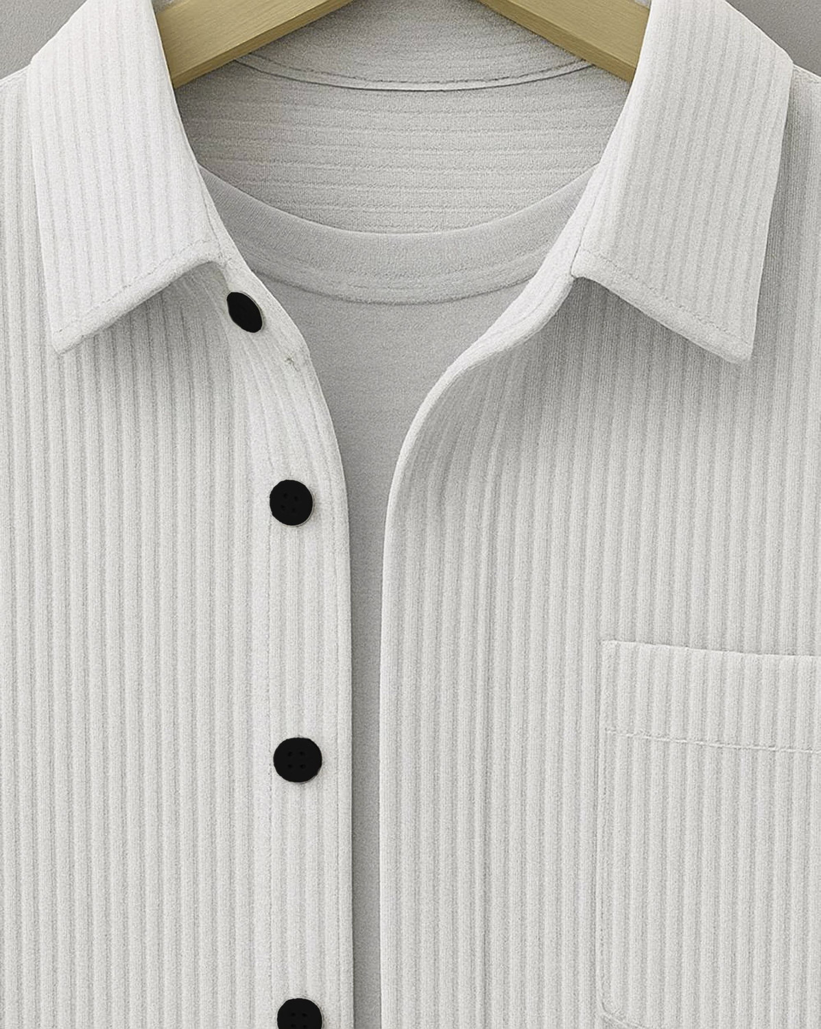 Image of HOODLER Men Self Design Casual White Shirt