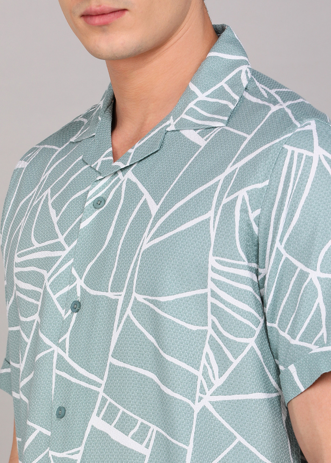 Image of KILLER Men Printed Casual Green Shirt