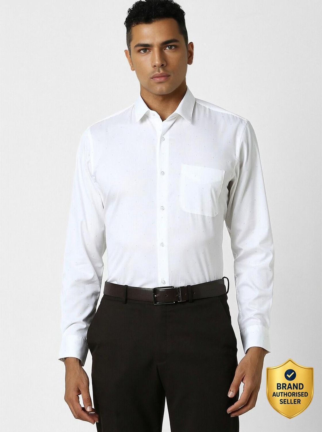 Image of PETER ENGLAND Men Printed Casual White Shirt