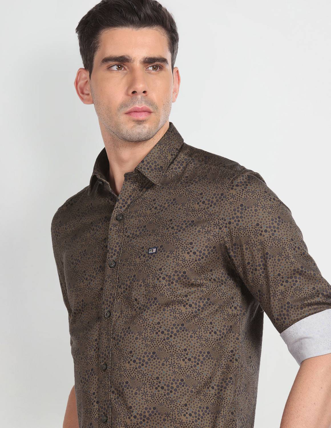 Arrow Sport Men Printed Casual Green Shirt