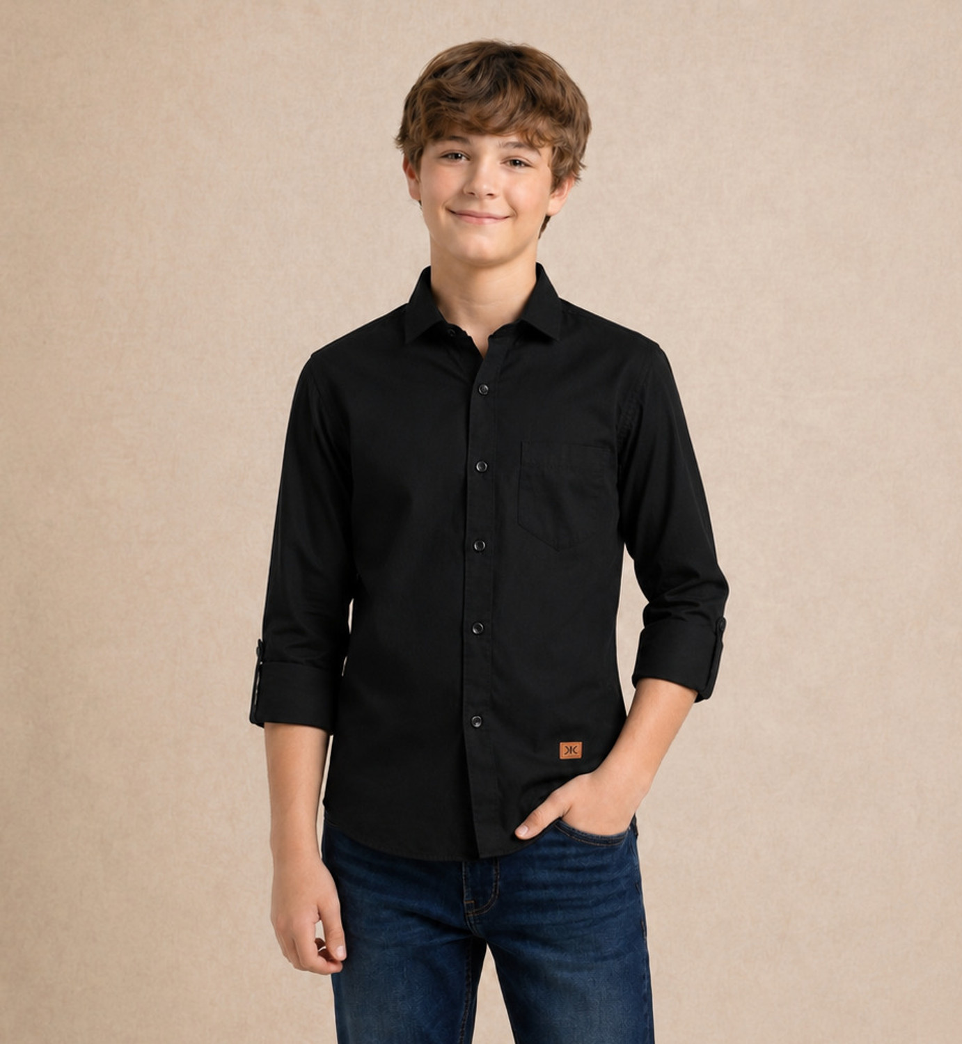 KILLER Boys Solid Casual Black Shirt