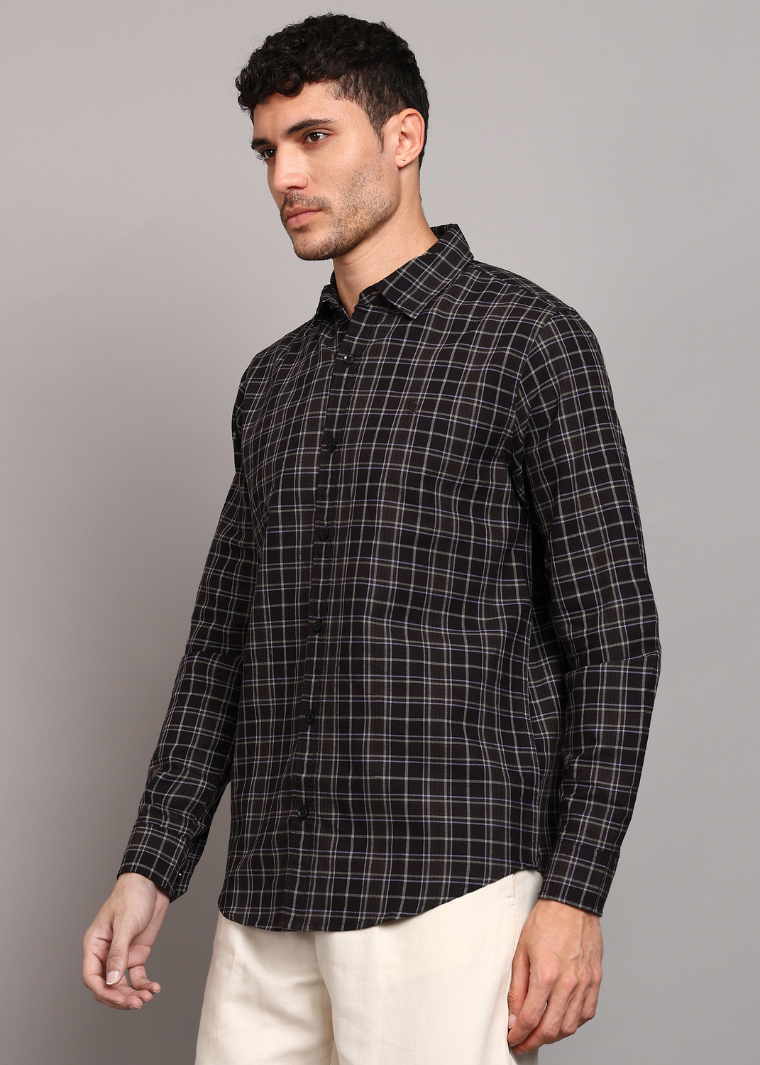 Image of United Colors of Benetton Men Regular Fit Checkered Casual Shirt