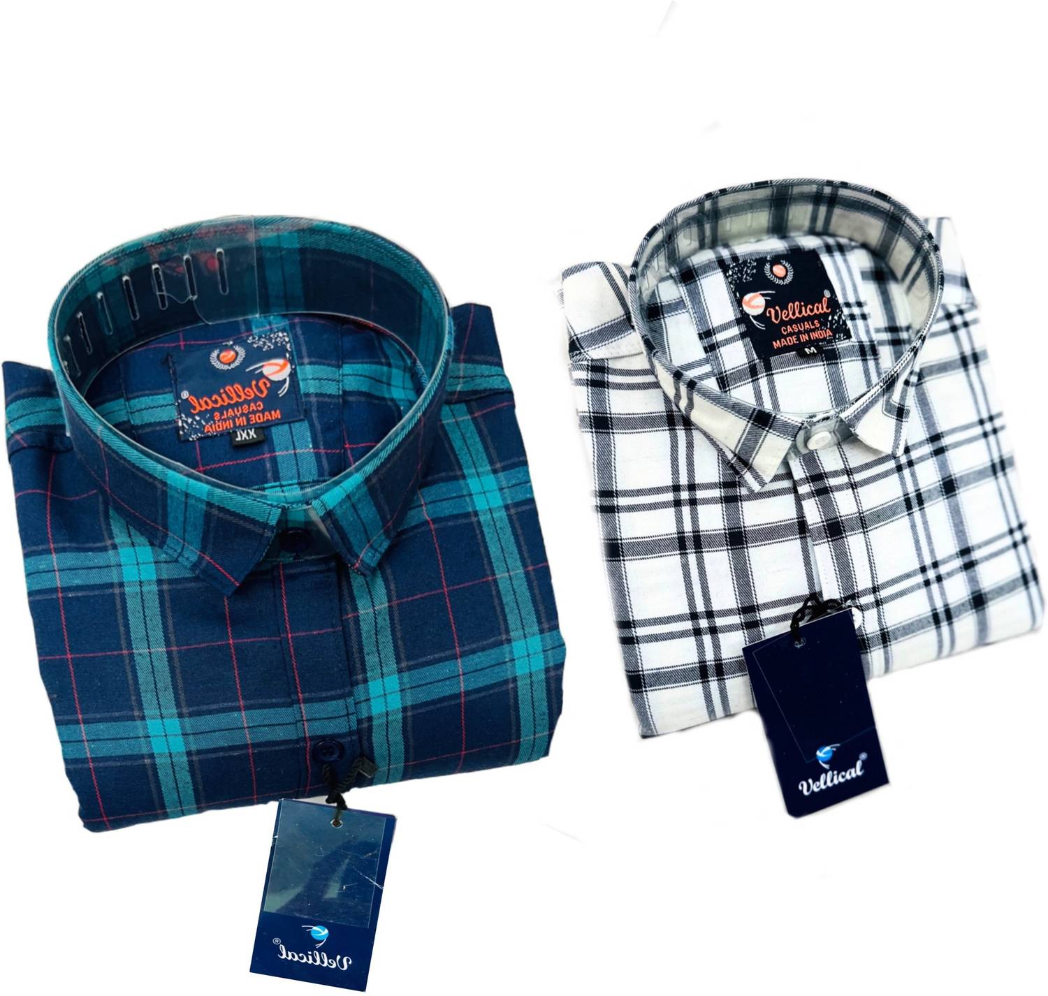 Vellical Men Slim Fit Checkered Spread Collar Casual Shirt (Pack