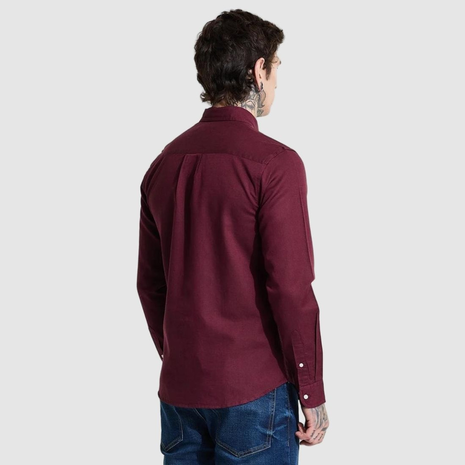 Image of Snitch Men Solid Casual Maroon Shirt