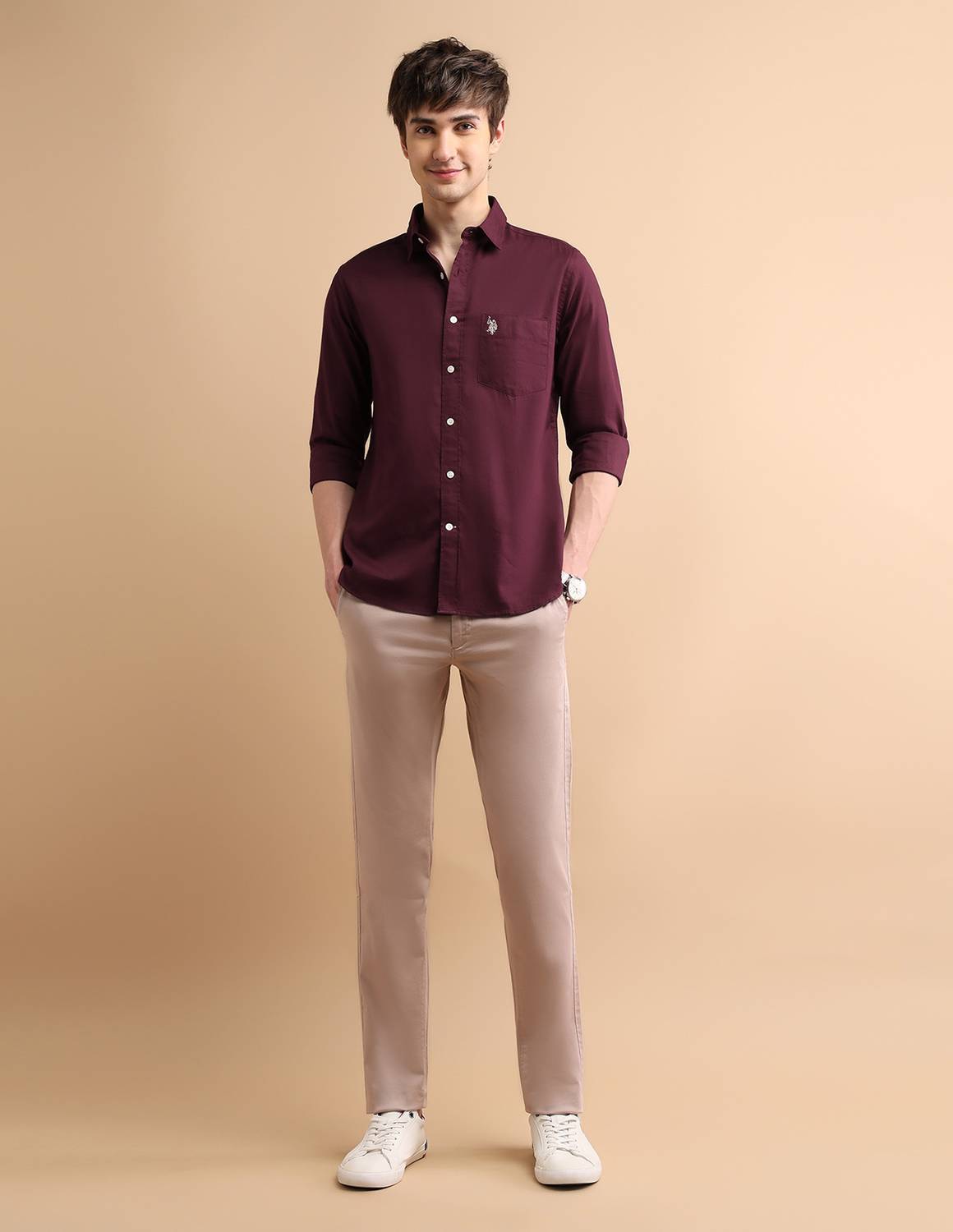 U.S. POLO ASSN. Men Maroon Casual Shirt - Image 3
