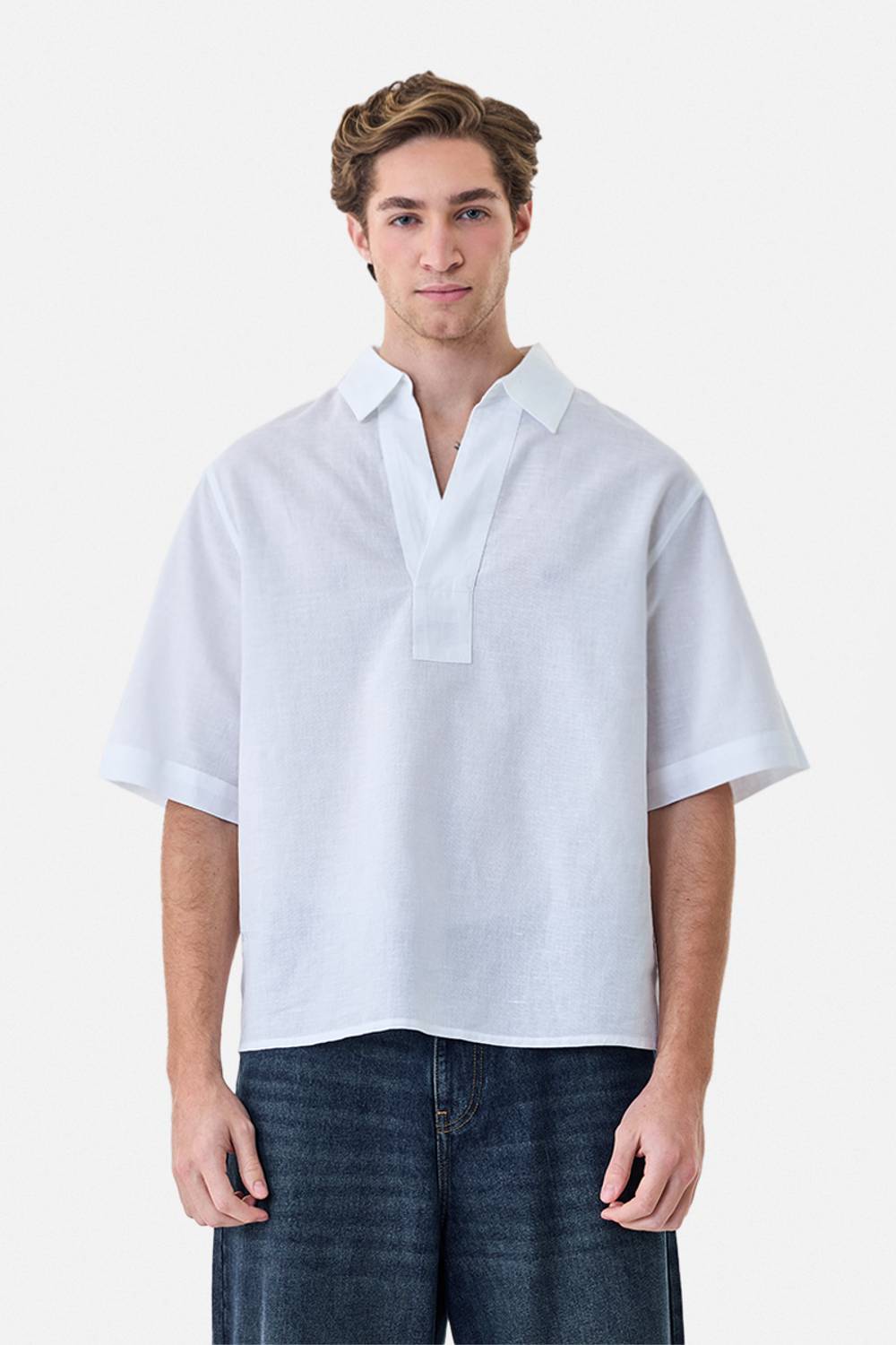 Snitch Men Solid Casual White Shirt - Image 1