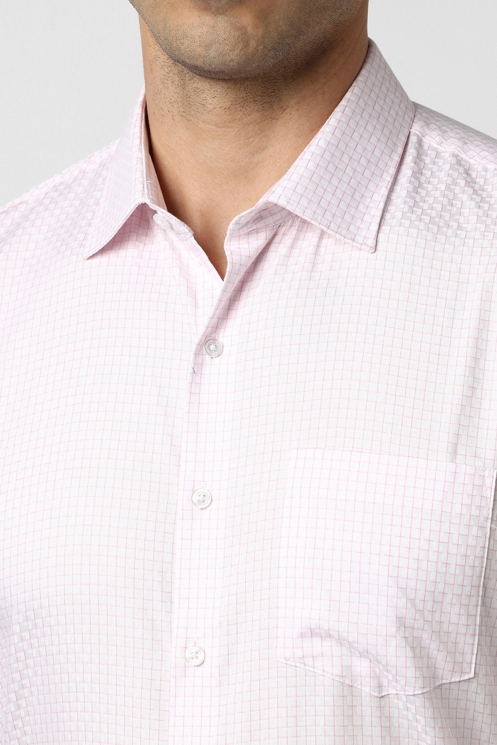 Image of VAN HEUSEN Men Checkered Casual Pink Shirt
