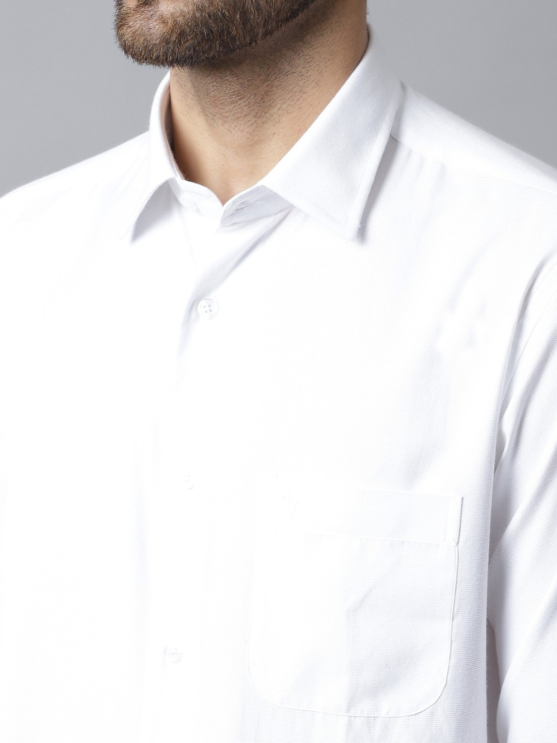 Image of CANTABIL Men Solid Formal White Shirt