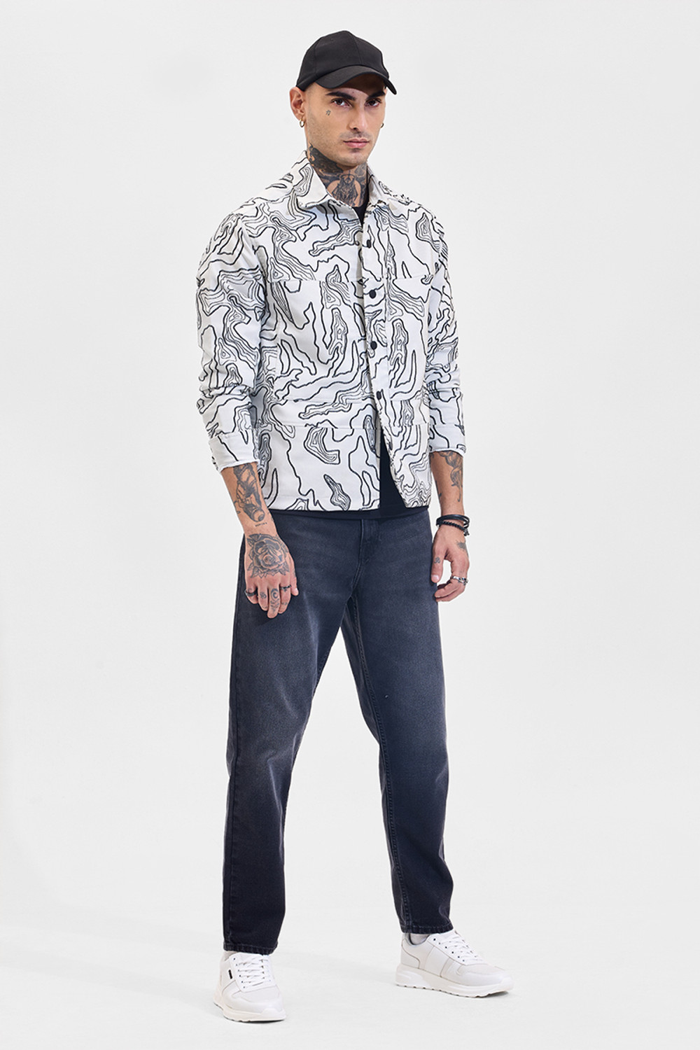Image of Snitch Men Printed Casual White Shirt