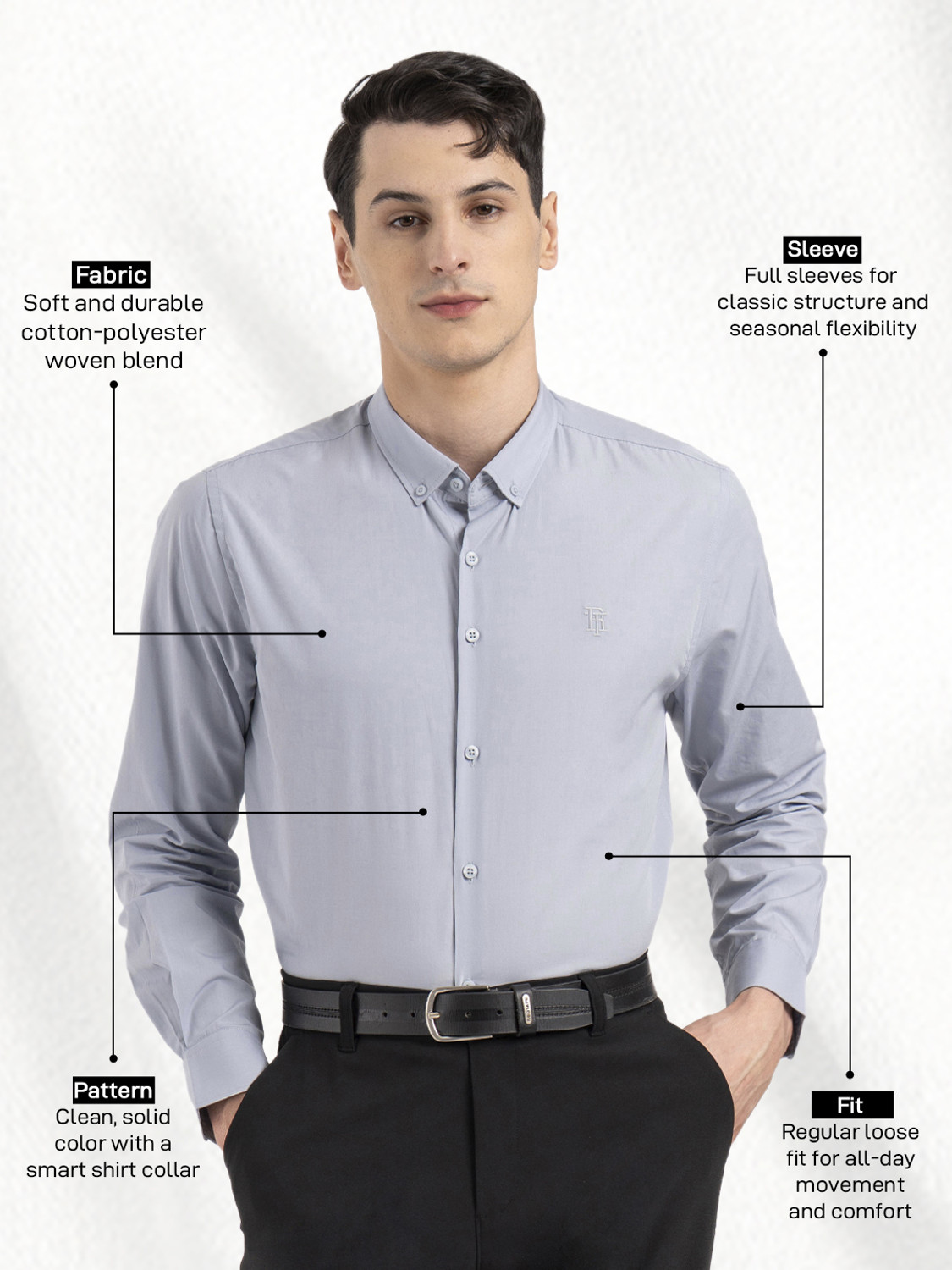 Image of RED TAPE Men Solid Casual Blue Shirt
