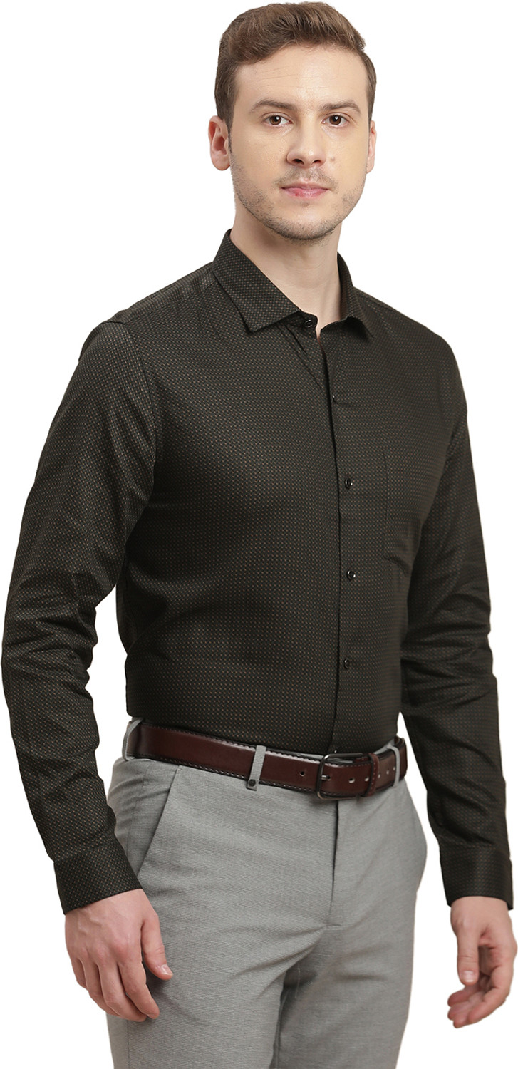 Image of TURTLE Men Printed Formal Black Shirt