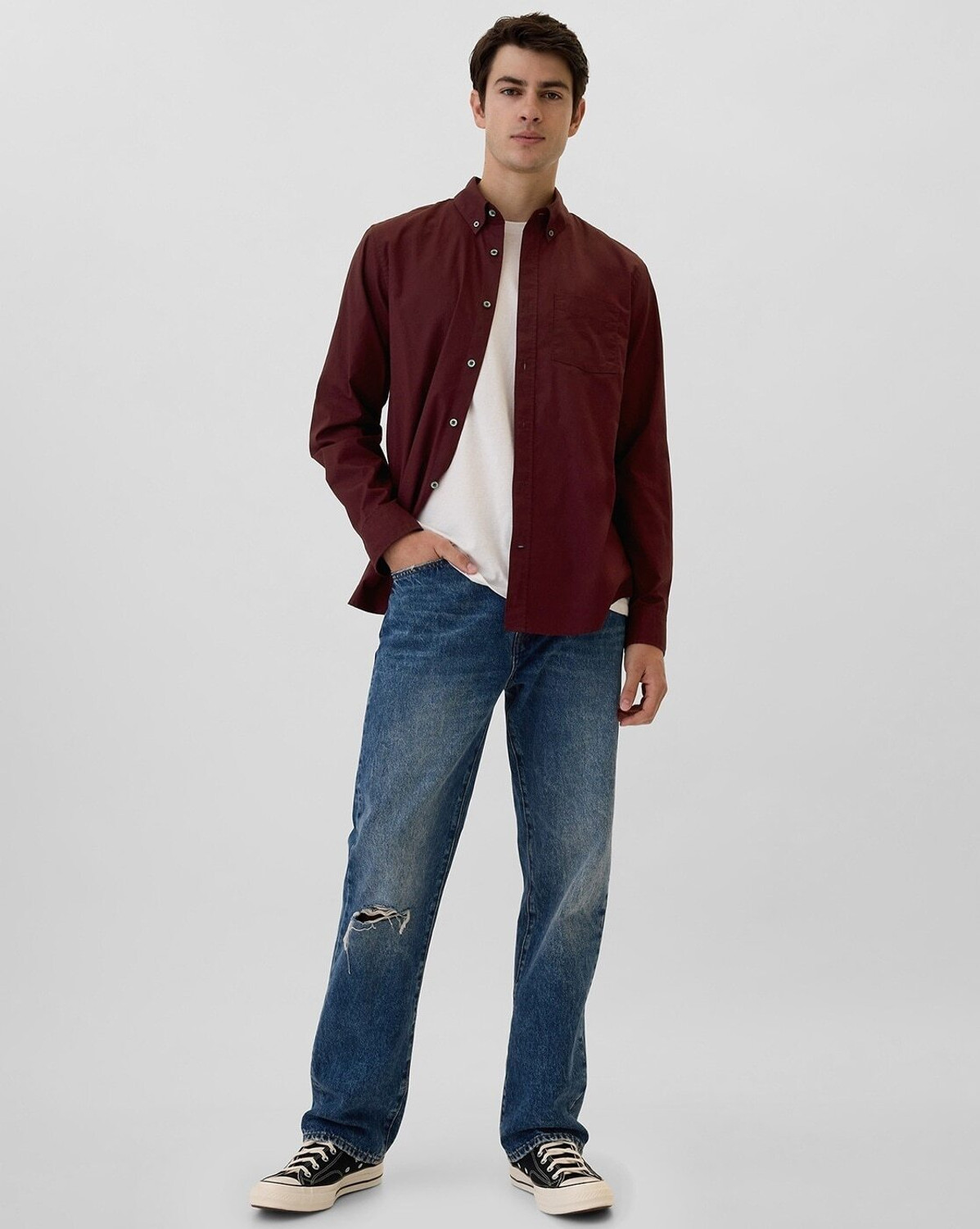 Image of GAP Men Solid Casual Red Shirt