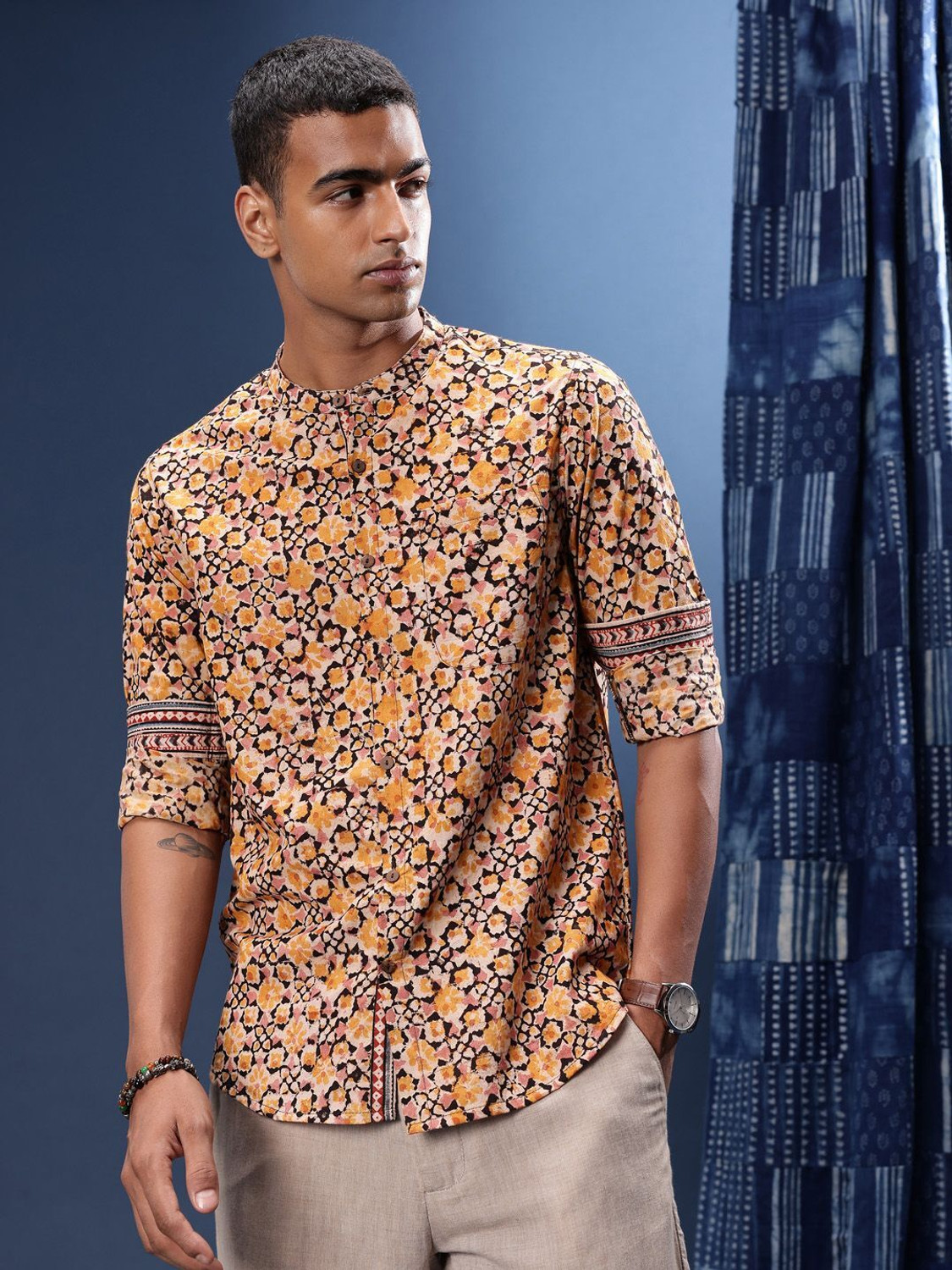 Image of Taavi Men Printed Casual Multicolor Shirt