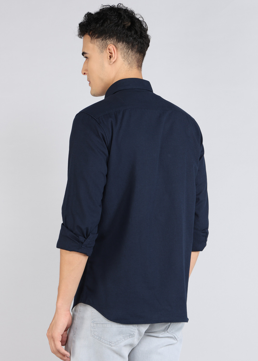 Image of U.S. POLO ASSN. Men Solid Casual Blue Shirt