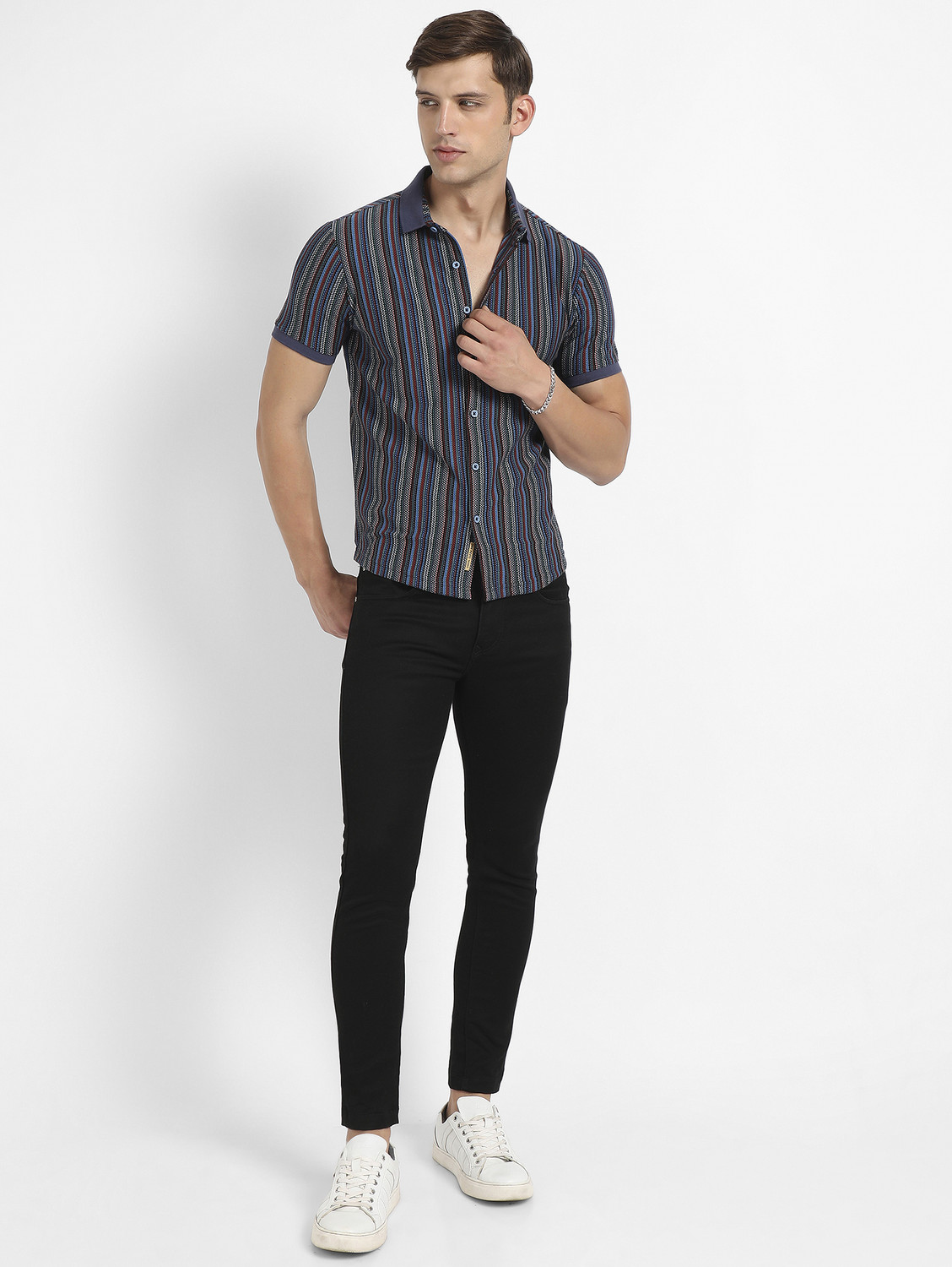Image of CAMPUS SUTRA Men Striped Casual Multicolor Shirt