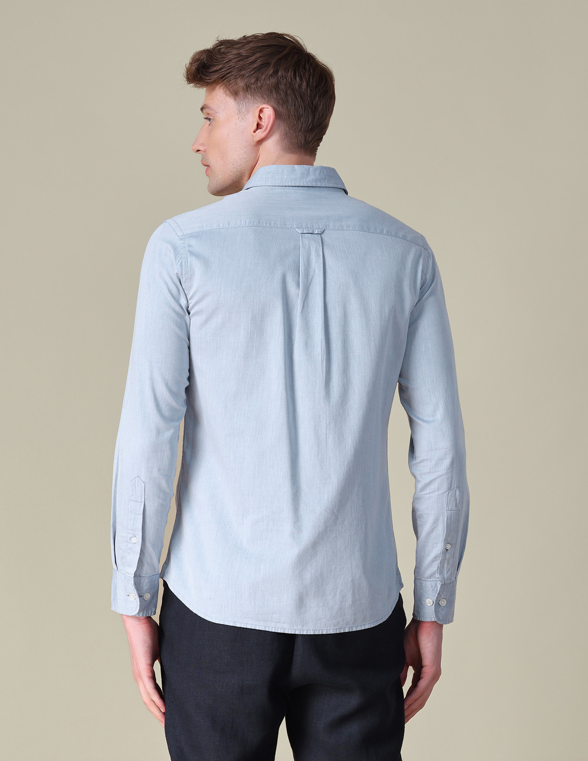 Image of U.S. POLO ASSN. Men Self Design Casual Blue Shirt