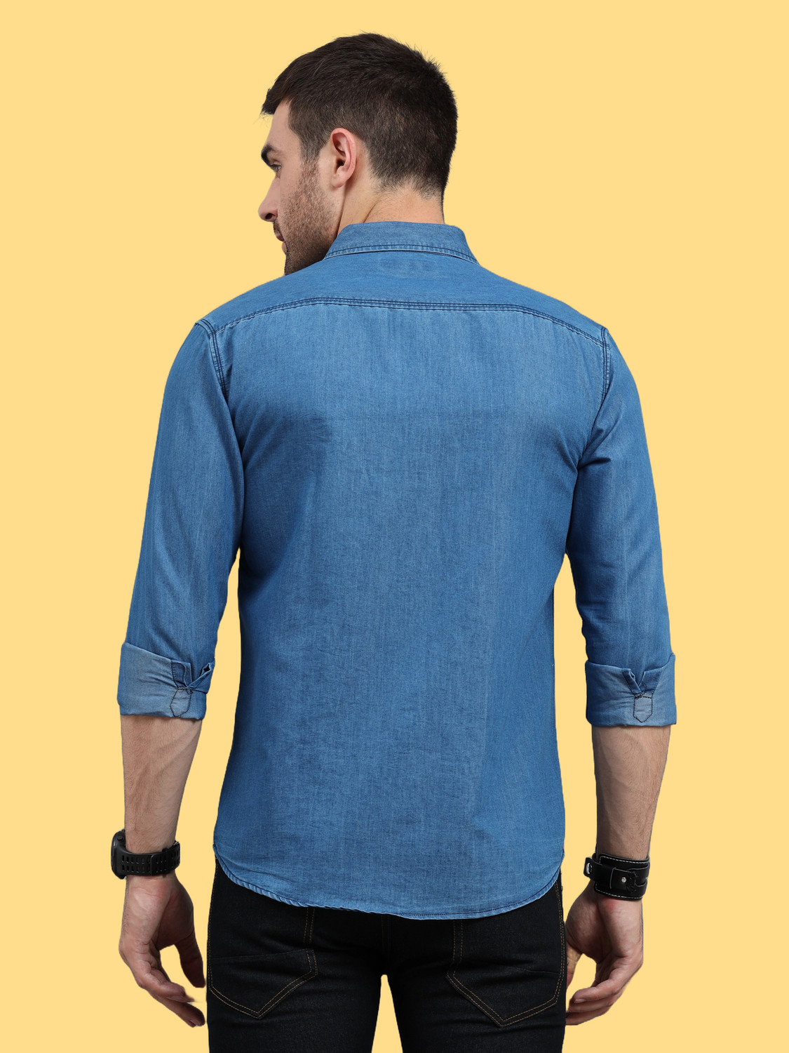 Image of Regrowth Men Solid Casual Blue Shirt