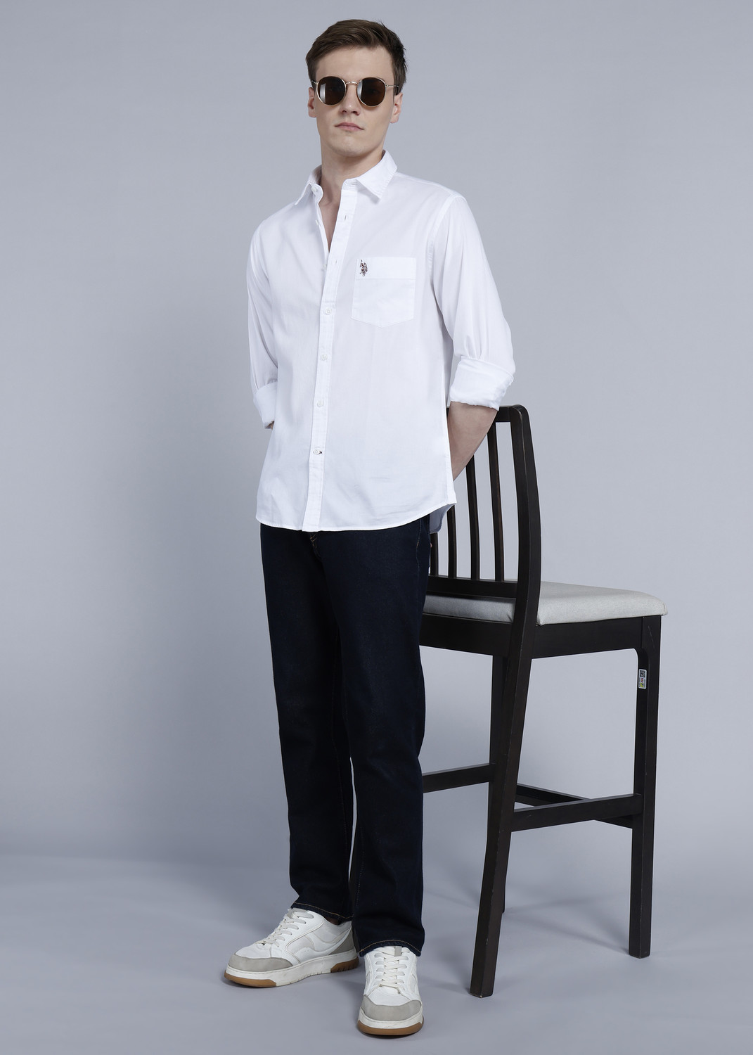Image of U.S. POLO ASSN. Men Solid Casual White Shirt