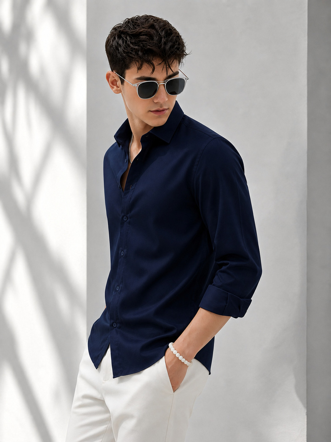 Image of METRONAUT Men Regular Fit Solid Spread Collar Formal Shirt